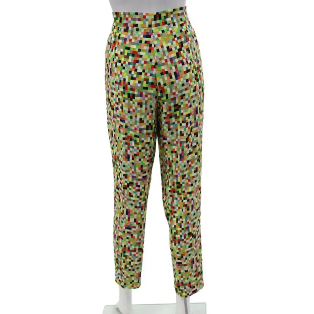 Akris Punto Womens Ankle Pants Multicolor Check Viscose Inseam 28 Size 4